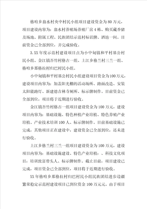 市民宗局XXXX年民族团结示范区、示范点项目建设工作总结