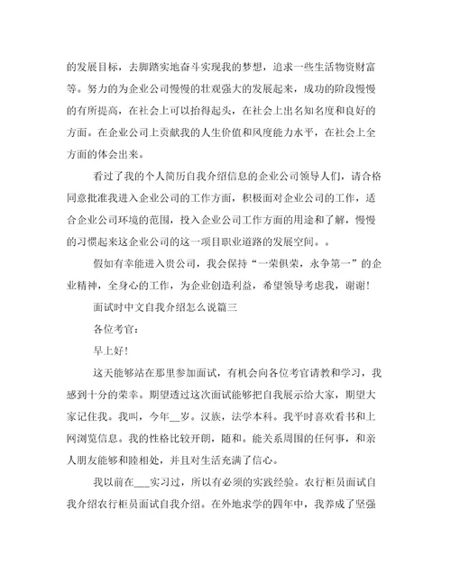面试时中文自我介绍怎么说3篇