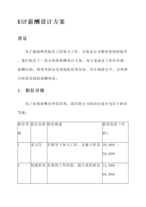 业务型公司ksf薪酬设计方案