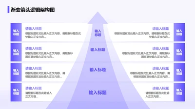 紫色简约风渐变箭头逻辑架构图关系页PPT模板