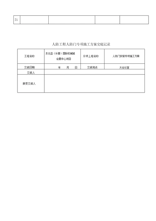 人防工程人防门施工方案交底补