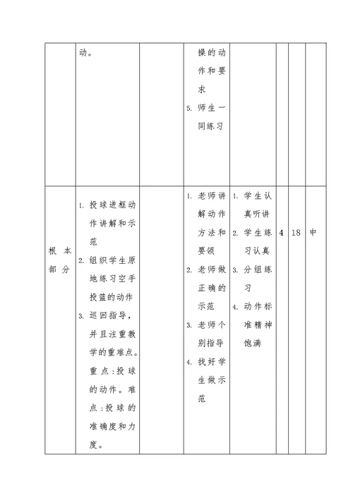 小学体育篮球：投球进框教学设计