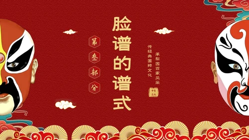 红色国潮风中国国粹京剧脸谱介绍PPT