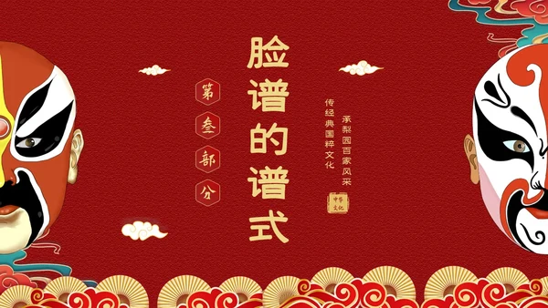红色国潮风中国国粹京剧脸谱介绍PPT