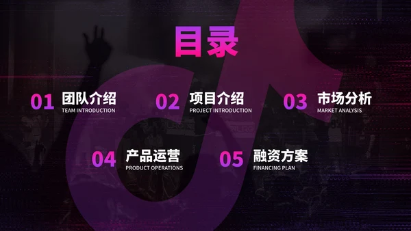 数码故障科技风抖音生态创业计划书PPT模板
