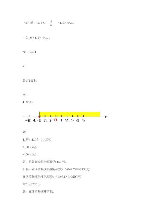 小学毕业班数学检测卷精品【模拟题】.docx