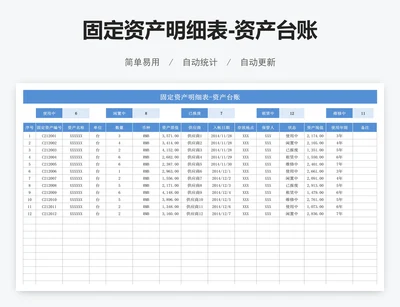 固定资产明细表-资产台账