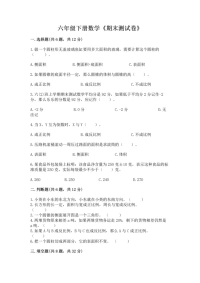 六年级下册数学《期末测试卷》及答案（精选题）.docx