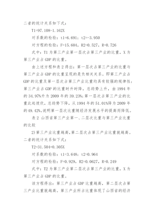 山西省第三产业内部结构升级趋势分析论文.docx