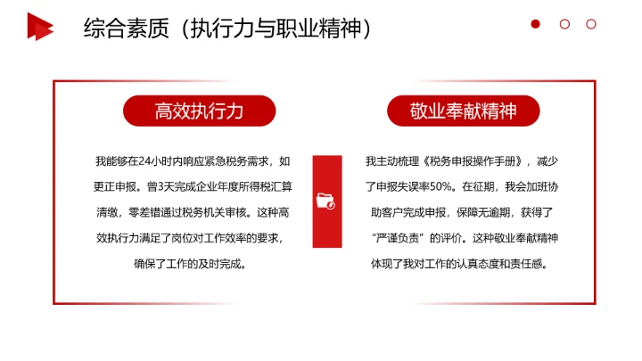 红色商务风会计专业大学生求职综合能力展示职业生涯规划通用PPT模版