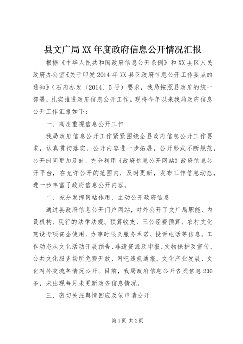 县文广局XX年度政府信息公开情况汇报.docx