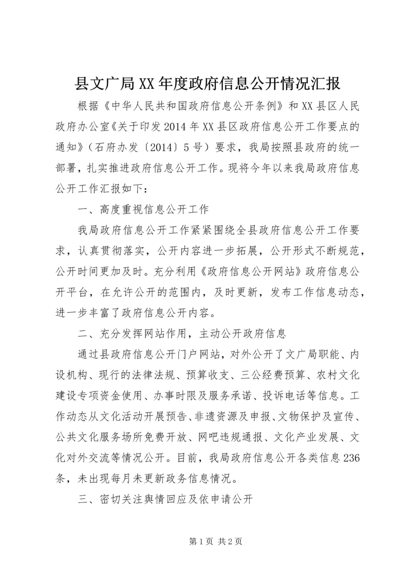 县文广局XX年度政府信息公开情况汇报.docx