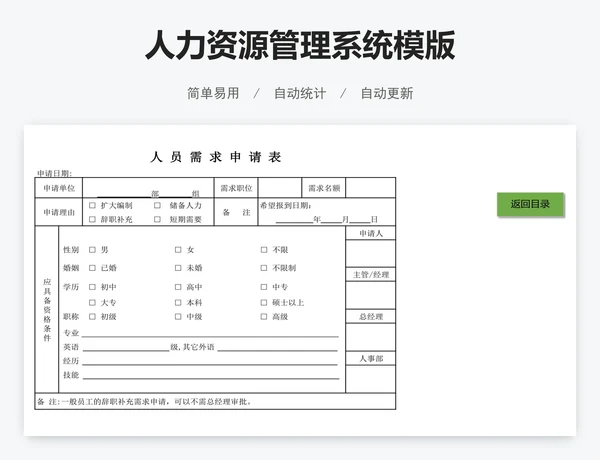 人力资源管理系统模版
