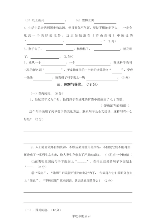 【精品】部编版语文小升初考试试卷(含答案解析)081435.docx