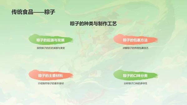 绿色插画风端午节PPT模板