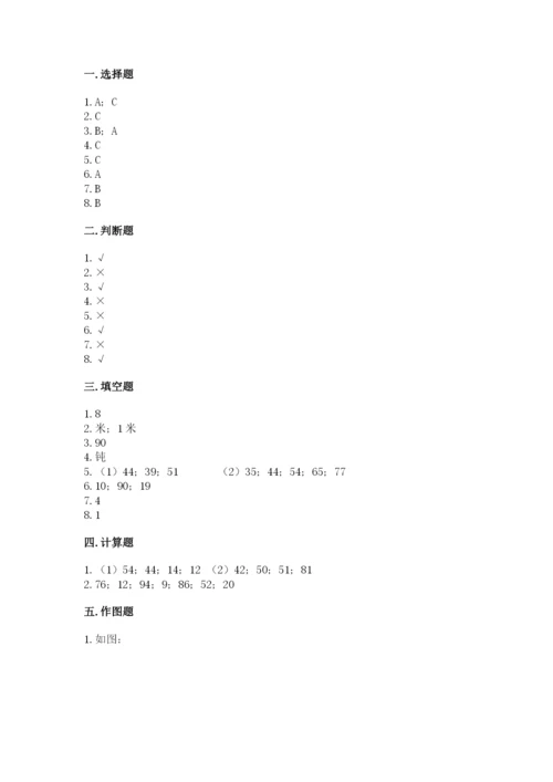 2022人教版二年级上册数学期中测试卷精品【达标题】.docx