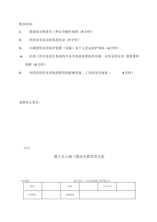 建筑工地用工劳动合同