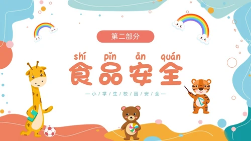 小清新卡通简约校园安全知多少小学生校园安全班会PPT模板