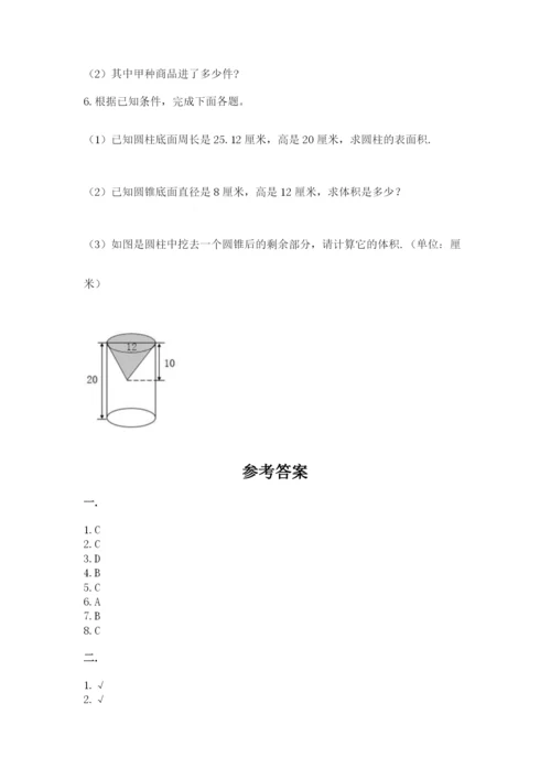 小学六年级下册数学摸底考试题及答案【夺冠系列】.docx