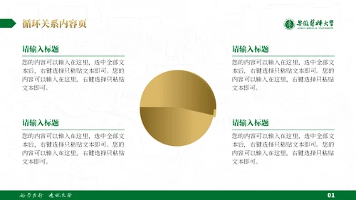 绿金配色安徽医科大学通用PPT模板