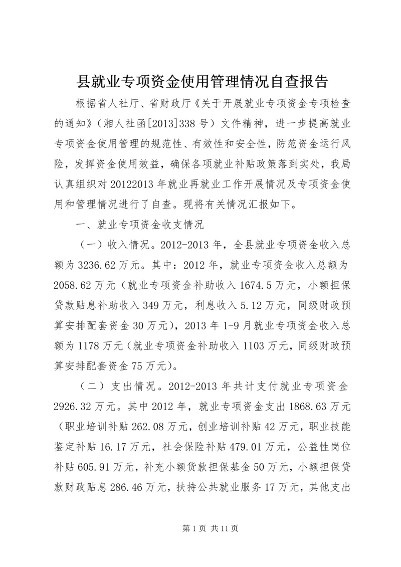 县就业专项资金使用管理情况自查报告 (3).docx