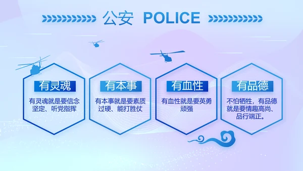 蓝色公安警察派出所年终工作总结PPT