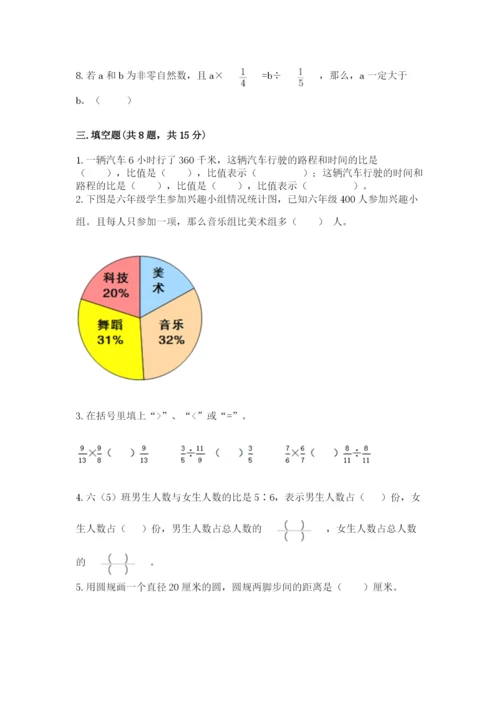 2022人教版六年级上册数学期末考试试卷（轻巧夺冠）.docx