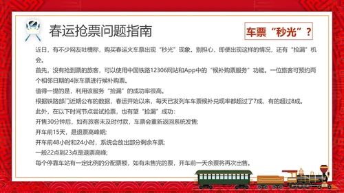 春运抢票攻略火车票PPT模板