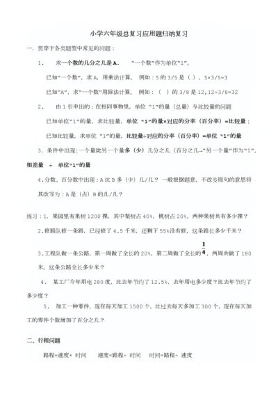 小学六年级总复习应用题归纳复习.docx