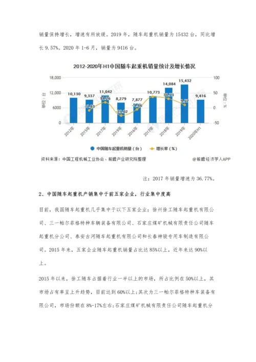 中国随车起重机行业市场现状及竞争格局分析-五大企业销量比重超90以上.docx