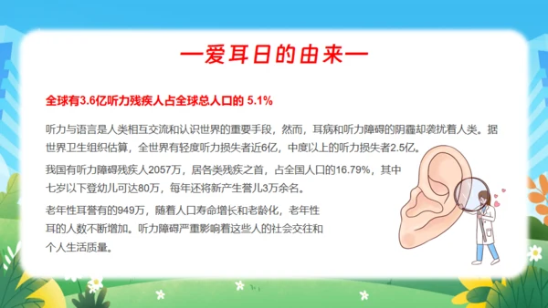 耳朵听力全国爱耳日通用PPT模板