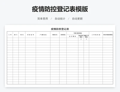 疫情防控登记表模版