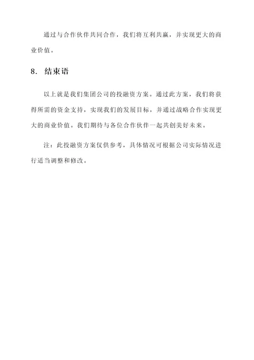 集团公司投融资方案