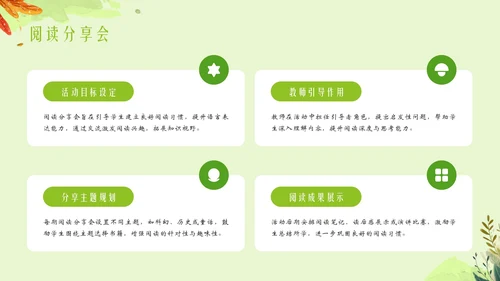 绿色插画风小学校园活动PPT模板