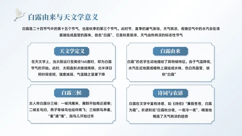 蓝色中国风白露节气主题班会PPT模板