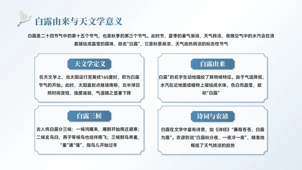 蓝色中国风白露节气主题班会PPT模板