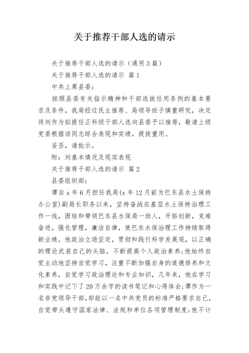 关于推荐干部人选的请示.docx