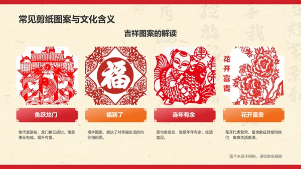 红色复古风中国非物质文化遗产——剪纸PPT模板
