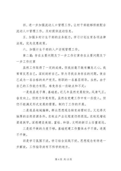 二郎乡计划生育工作计划和存在问题及下一步工作打算.docx