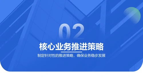 蓝色3D风核心业务推进报告PPT模板