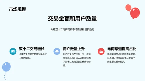 蓝色卡通插画双十二电商促销策划PPT模板