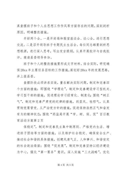 药监局开展“学、树、保、促”百日教育活动方案.docx