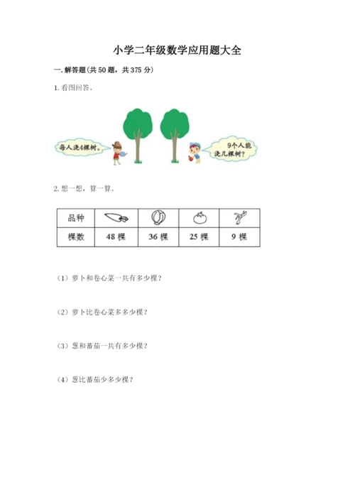 小学二年级数学应用题大全【考试直接用】.docx