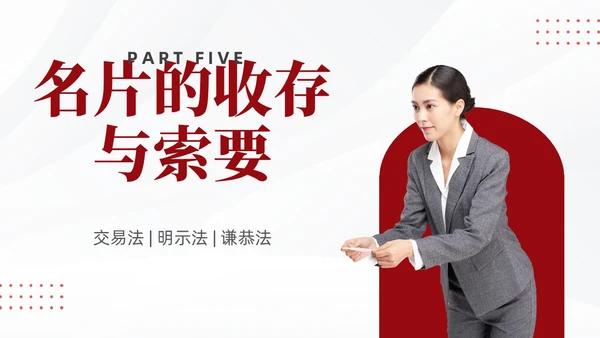 红色简约商务名片礼仪培训PPT文明礼仪
