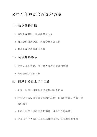 公司半年总结会议流程方案