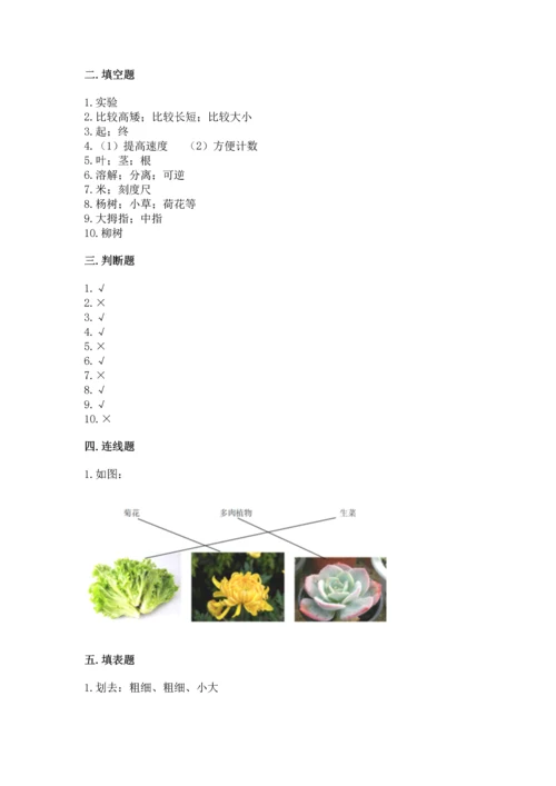 教科版一年级上册科学期末测试卷有精品答案.docx