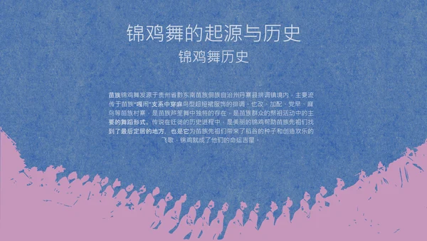 蓝色简约纹样非遗苗族文化介绍PPT模板