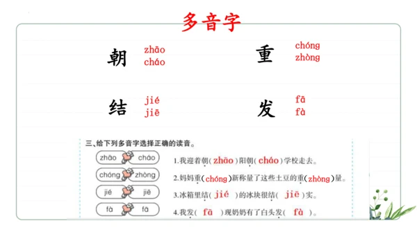 统编版语文二年级上册期中复习字词   课件