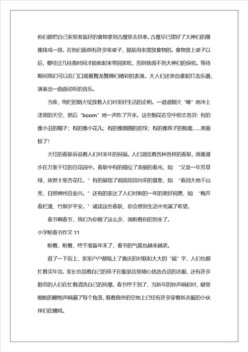 小学盼春节作文