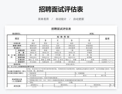 招聘面试评估表